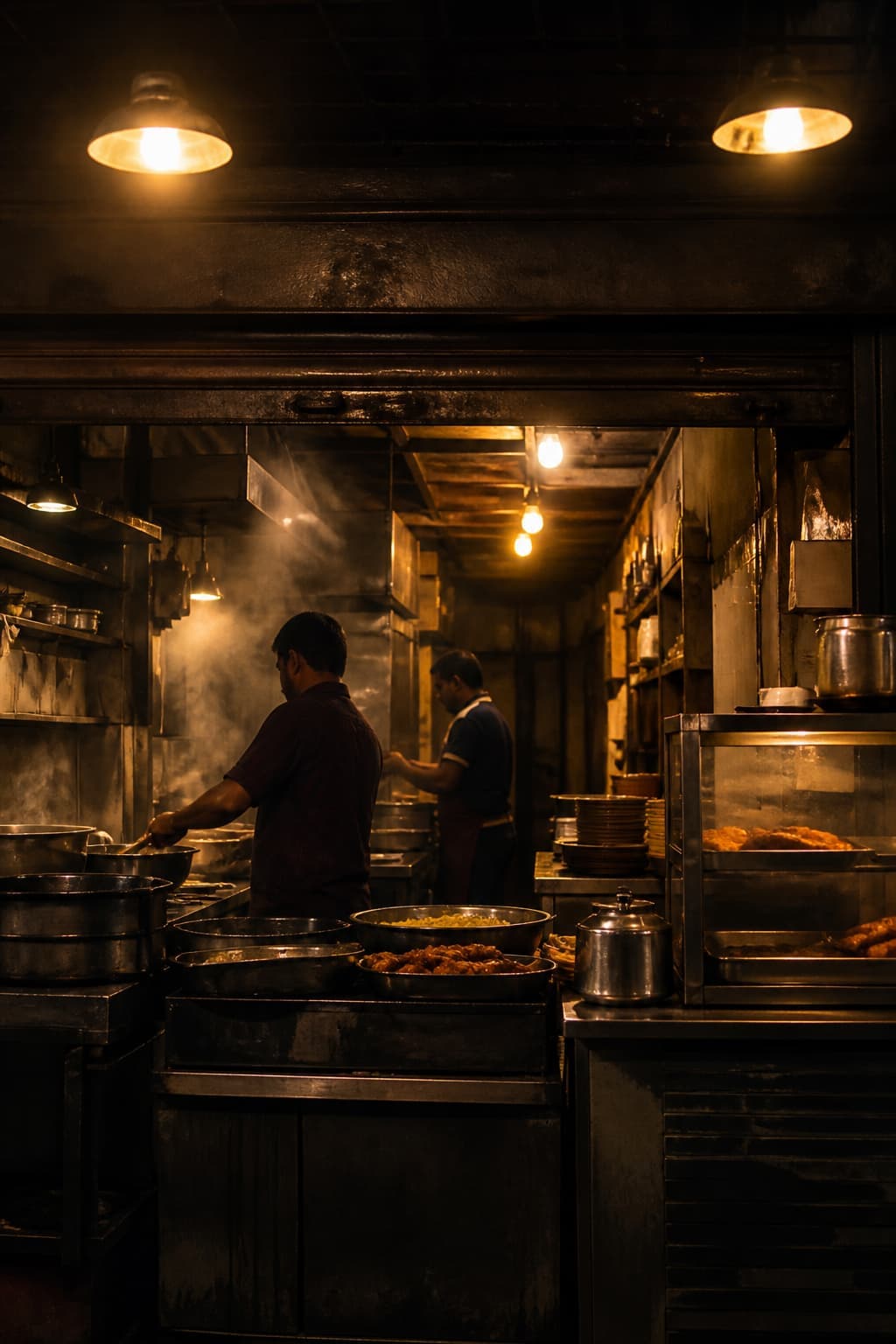 Warm food-counter atmosphere placeholder